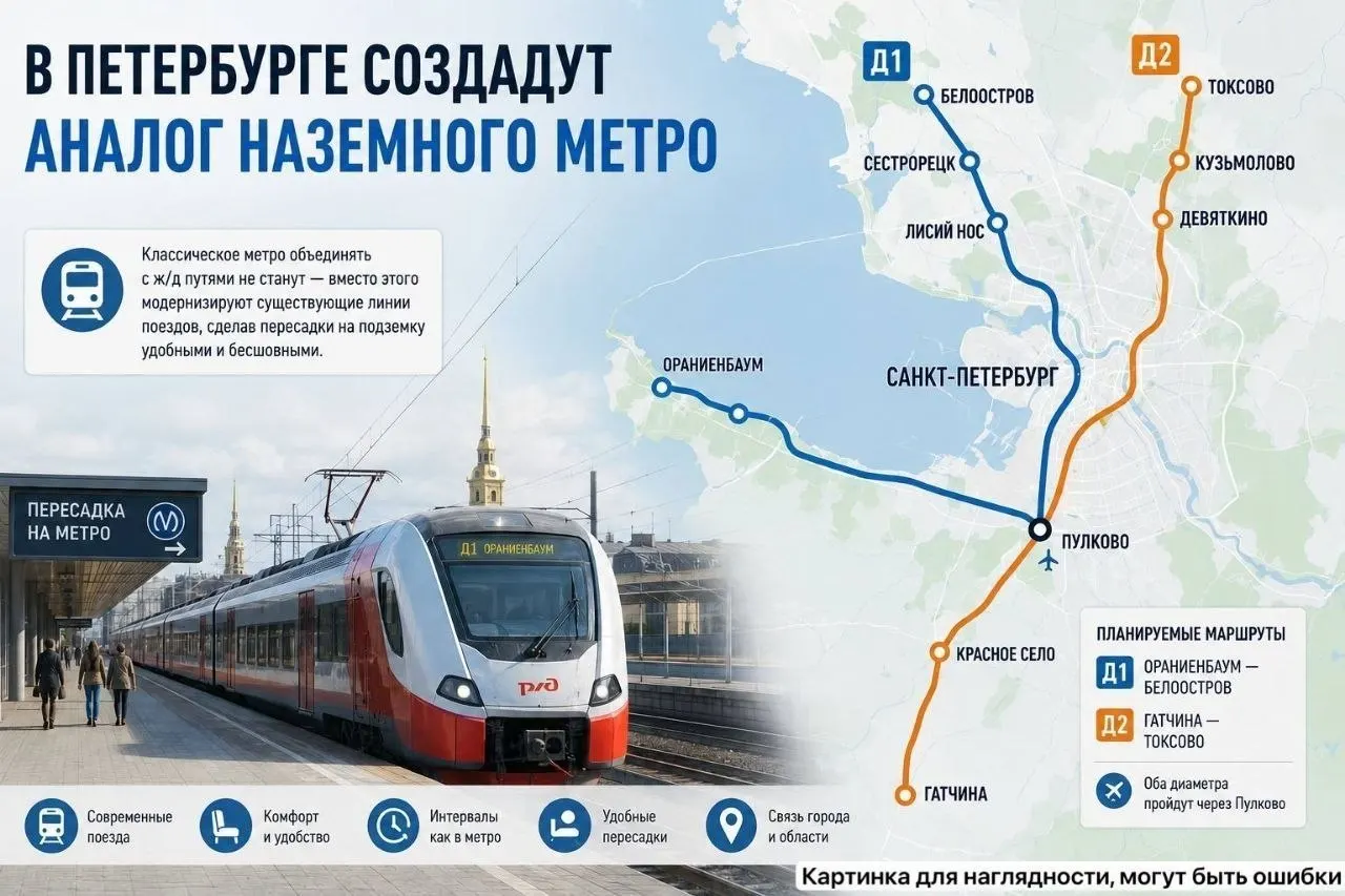 В регионе модернизируют существующие железнодорожные линии и запустят два маршрута пригородных электричек через Пулково с частыми рейсами и удобными пересадками на метро.