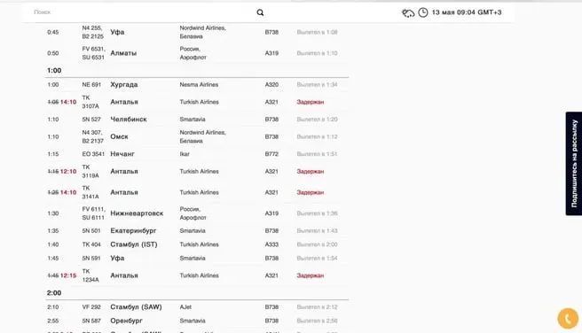 Авиакомпания отменила или перенесла ночные рейсы 13 мая 2026 года: пассажирам объясняют ситуацию метеоусловиями и перебазировкой в запасные аэропорты.