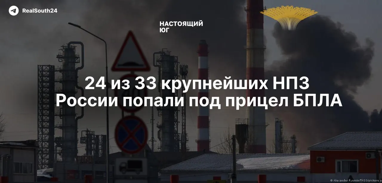 С начала полномасштабной войны по российским НПЗ нанесено не менее 158 ударов; аналитики оценивают, что выведена из строя около четверти перерабатывающих мощностей, а объёмы переработки упали до уровня 2009 года.