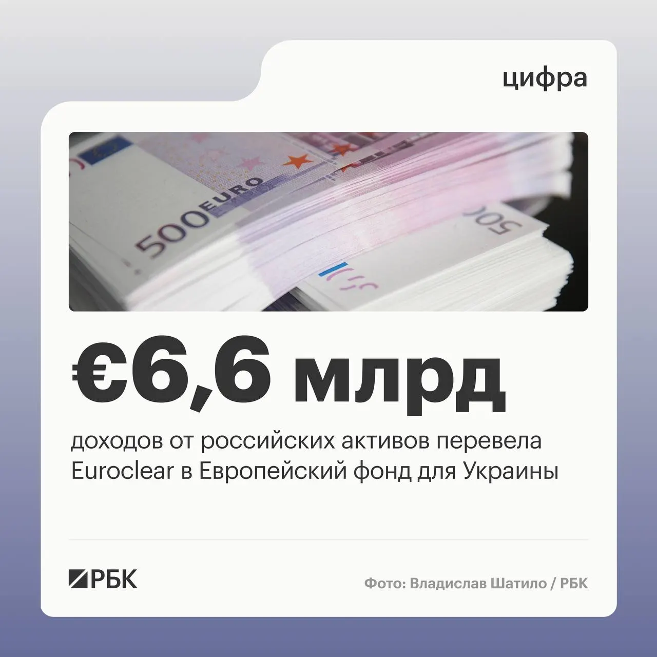 Бельгийский депозитарий перевёл Киеву €6,6 млрд. Следующая транша в €1,4 млрд запланирована на июль 2026 года; в I квартале 2026 года процентные доходы составили €1,1 млрд, при этом €744 млн зарезервировано для фонда поддержки Украины.