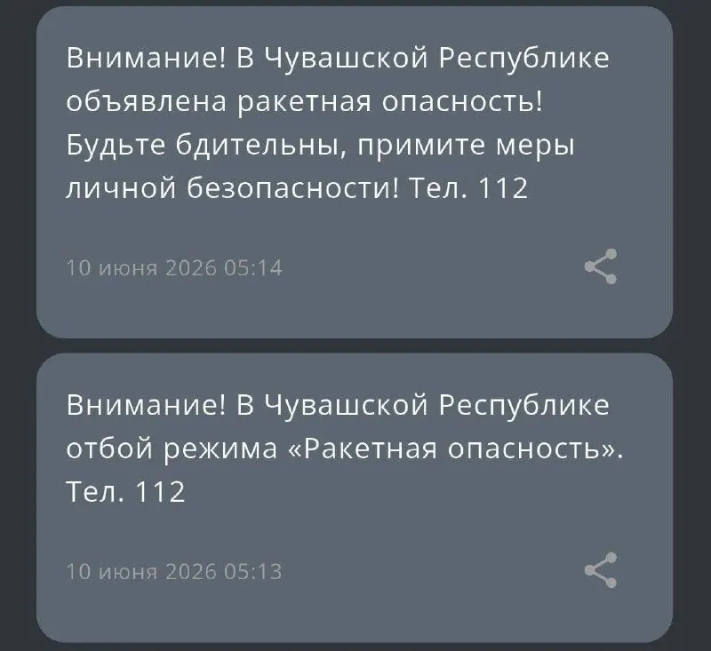 Система массовых оповещений рассылает противоречивые сообщения: пользователи сначала получают уведомление об «отбое», а затем — сообщение о ракетной опасности.