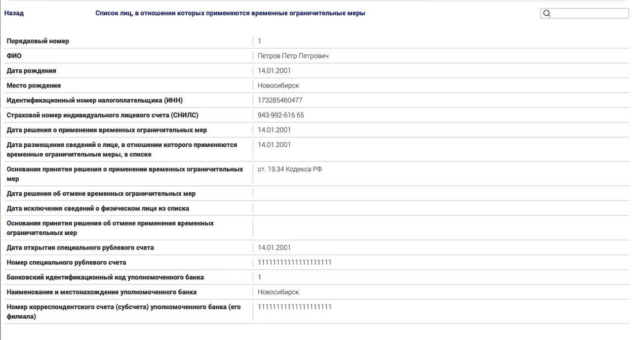 Новый закон вводит ограничения для россиян за пределами страны по политическим статьям и неисполнению штрафов; в реестре приведён тестовый пример.