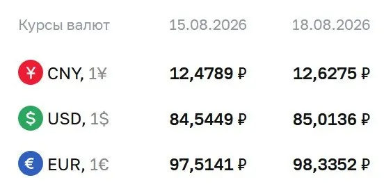 Доллар достиг отметки в 85,01 ₽, евро — 98,34 ₽, юань — 12,63 ₽ на сегодня; в расчеты участвуют различные финансовые инструменты, включая облигации и фьючерсы.