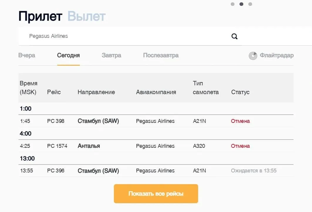 Внуково зафиксированы отмены рейсов между Россией и Турцией; другие перевозчики продолжают работать. Пассажирам рекомендуется сверять данные с перевозчиком.