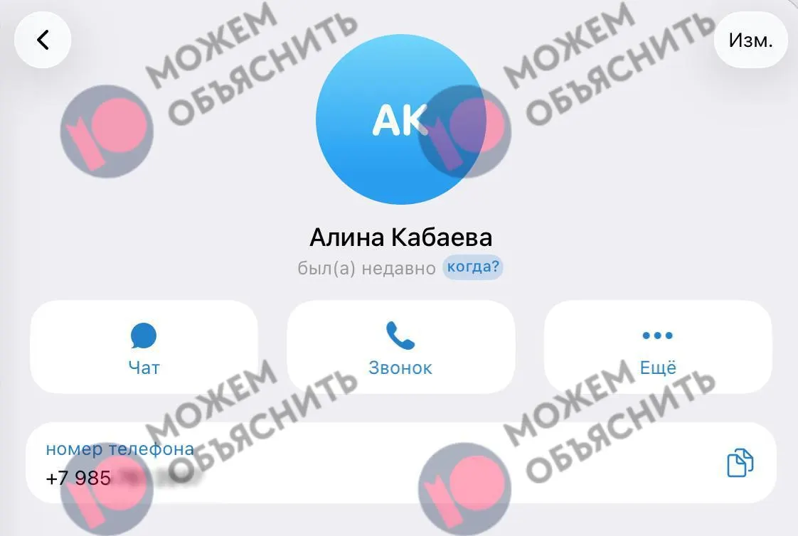 Из материалов следует, что номер, зарегистрированный на близкого человека Кабабаевой, якобы привязан к госуслугам Москвы; также упоминаются меры по ограничению Telegram и обвинения против основателя мессенджера.